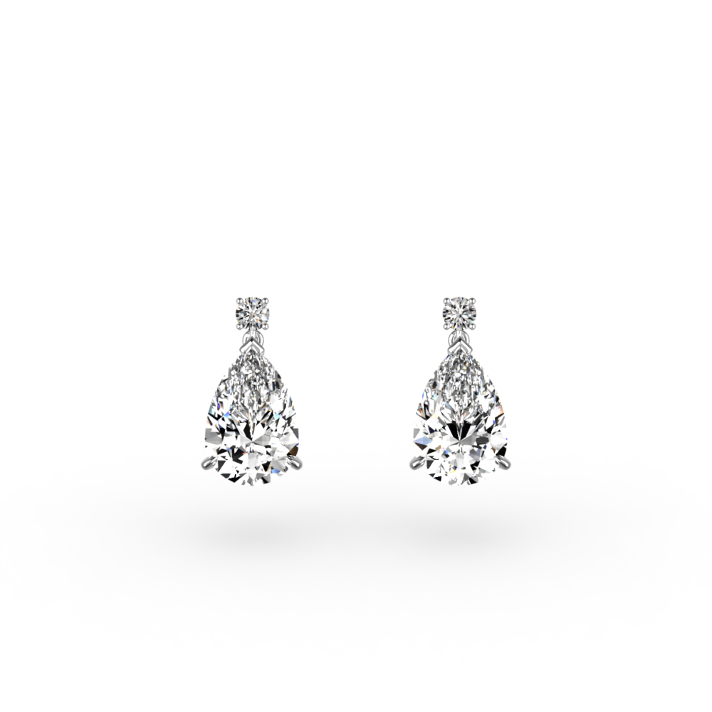 Pear-Cut Diamond Drop Earrings
