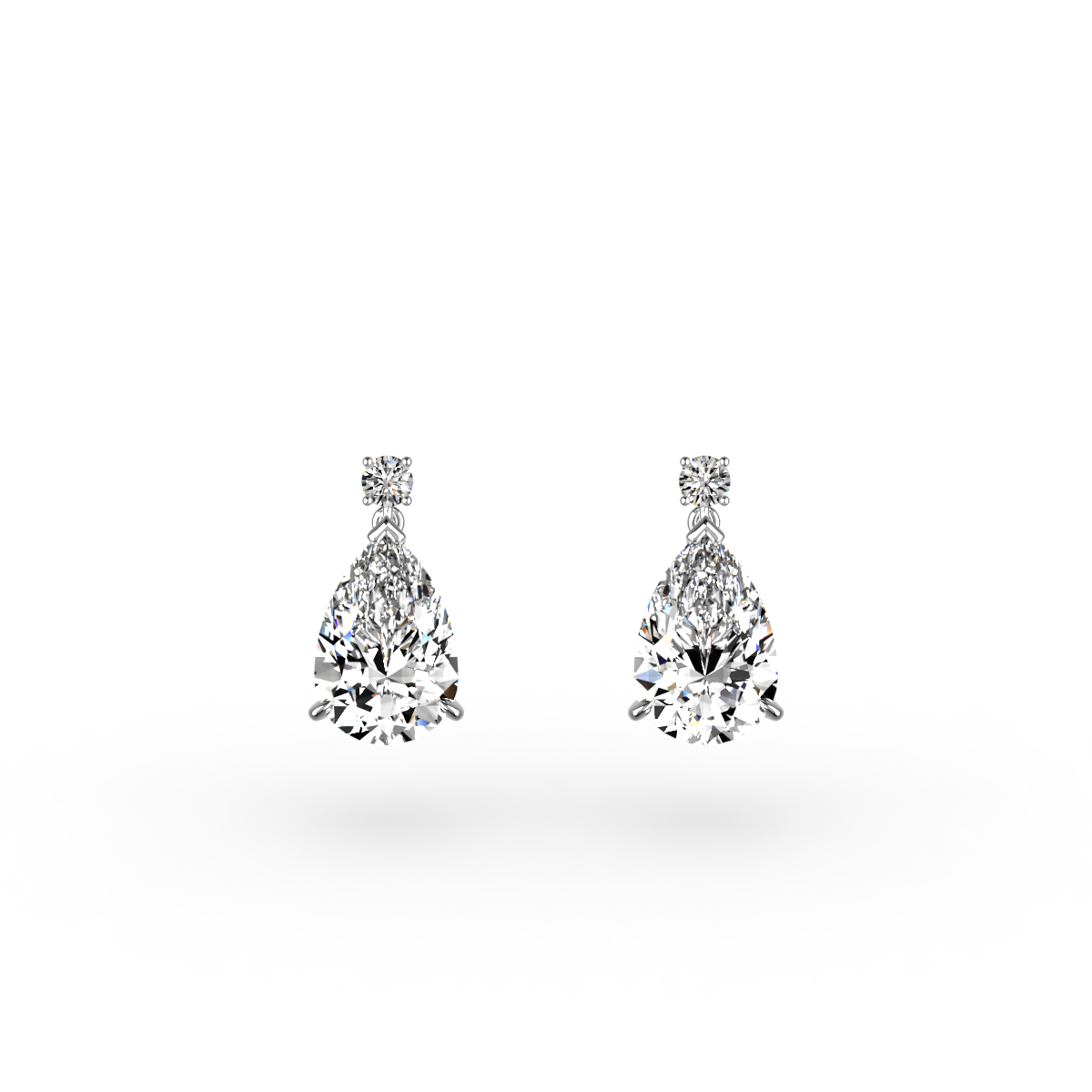 Pear-Cut Diamond Drop Earrings - Platandia
