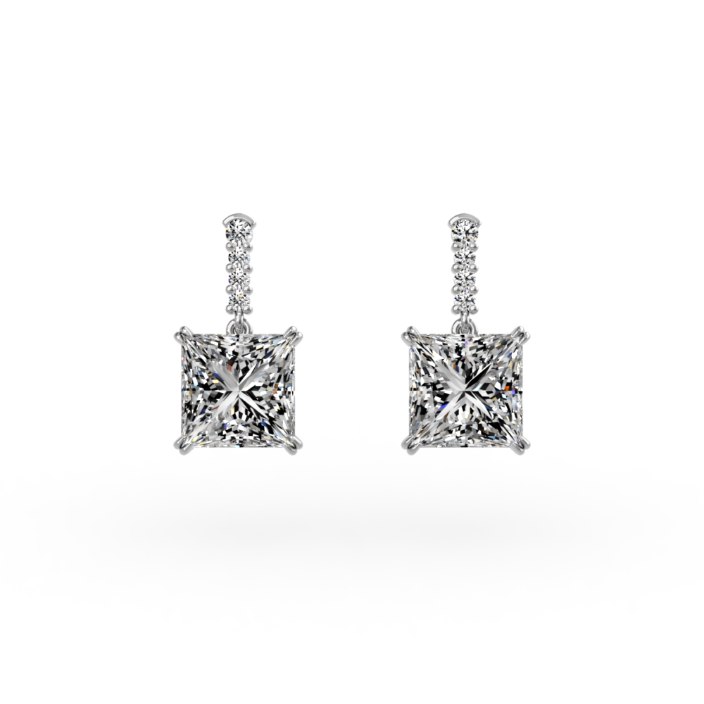 Princess Cut Diamond Drop Earrings