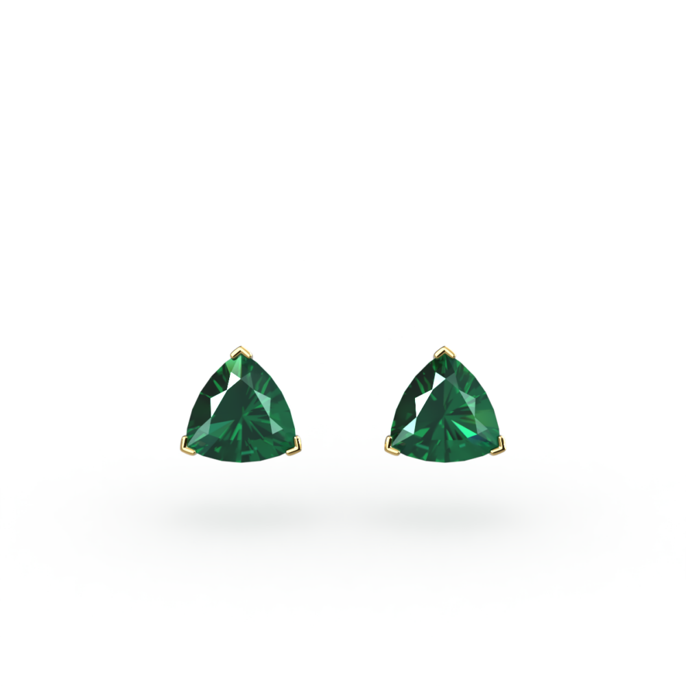Trilliant Cut Emerald Studs