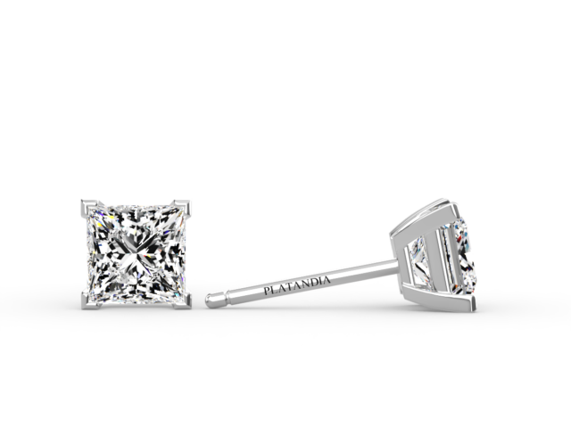 Princess Cut Diamond Studs Platinum