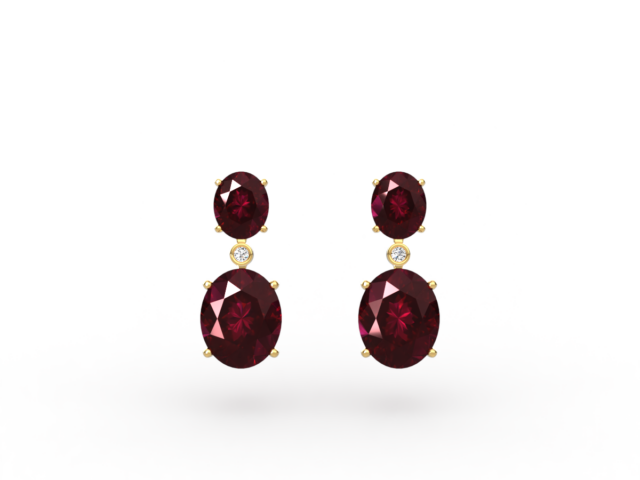 Oval Cut Ruby and Diamond Drop Earrings