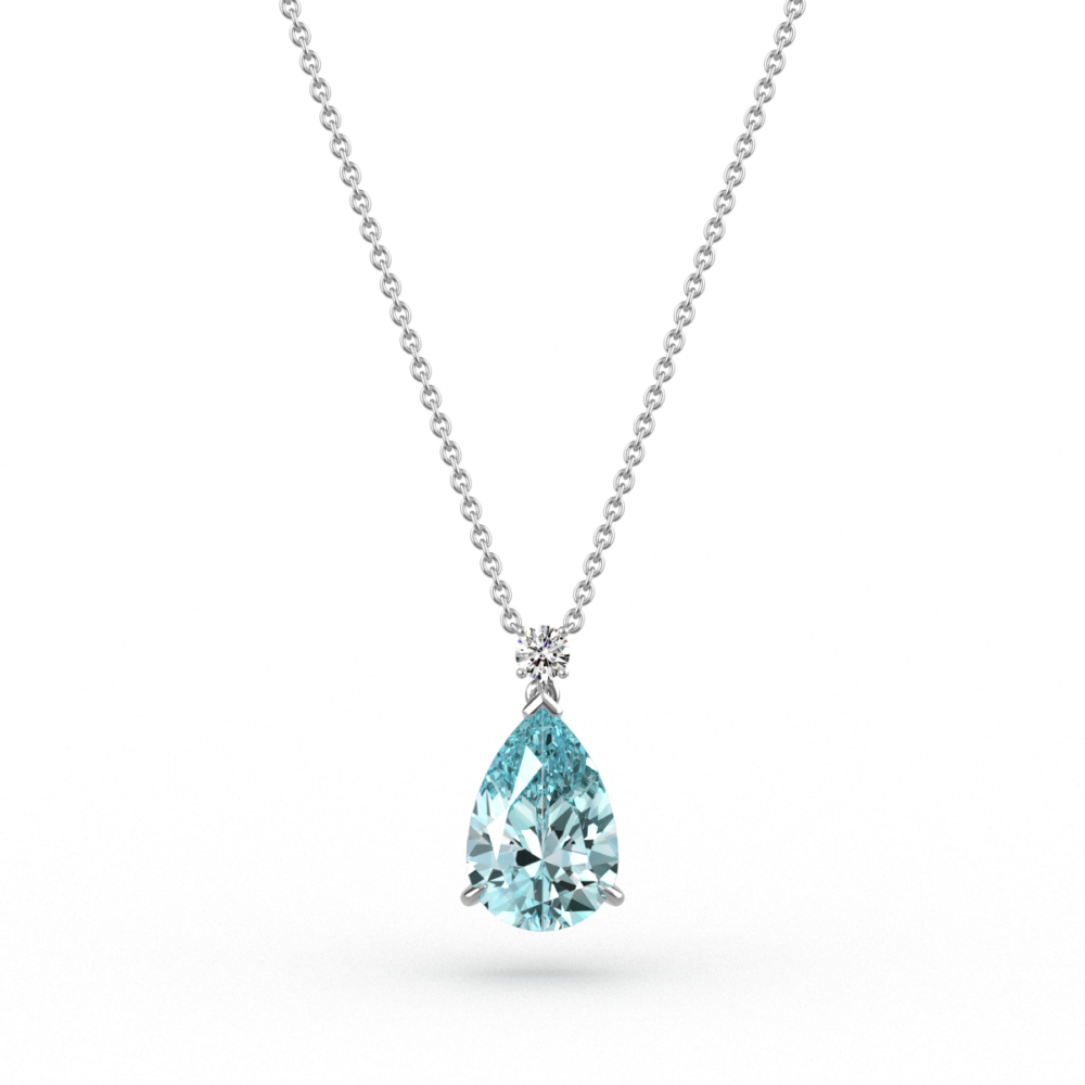 Pear Cut Aquamarine & Diamond Pendant