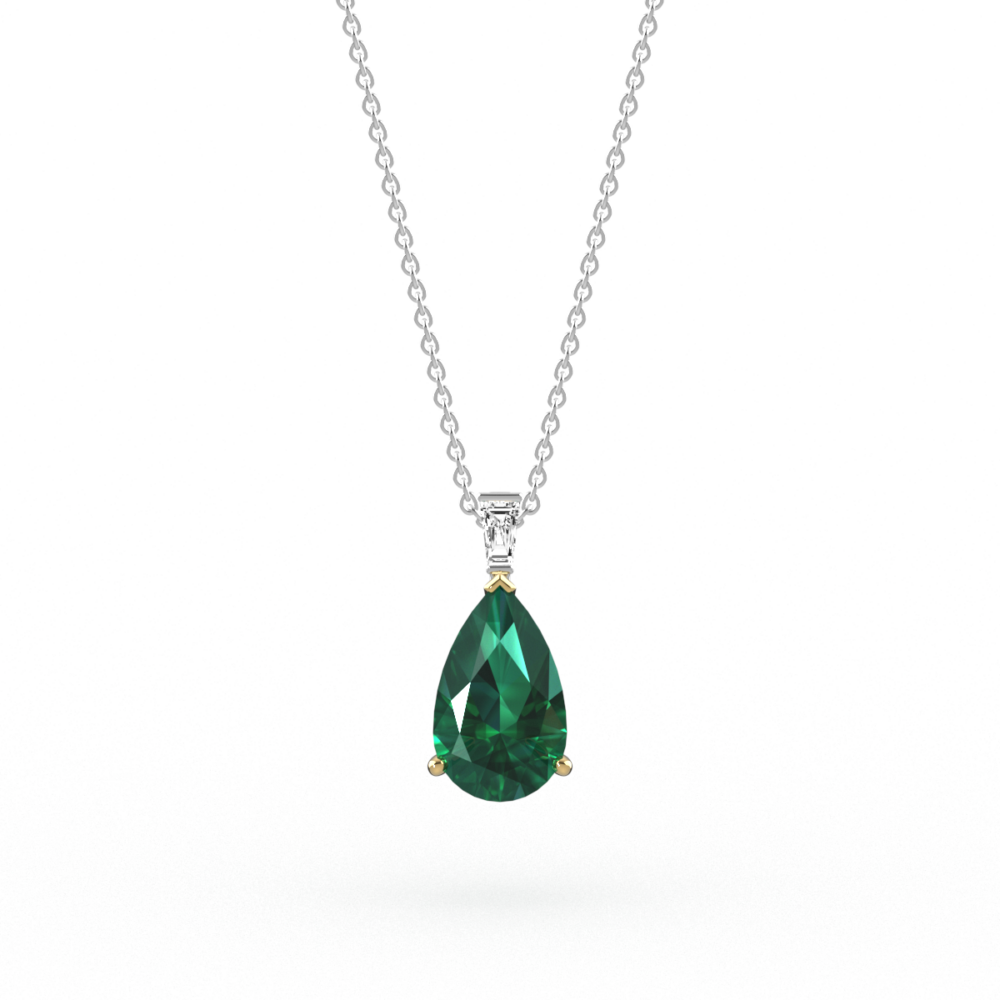 Pear Cut Emerald & Diamond Pendant