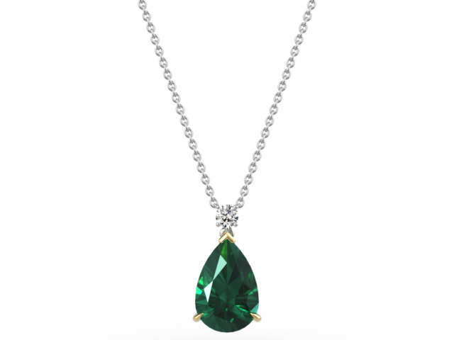 Pear Cut Emerald & Diamond Pendant