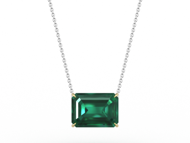 Emerald Cut Emerald Floating Pendant