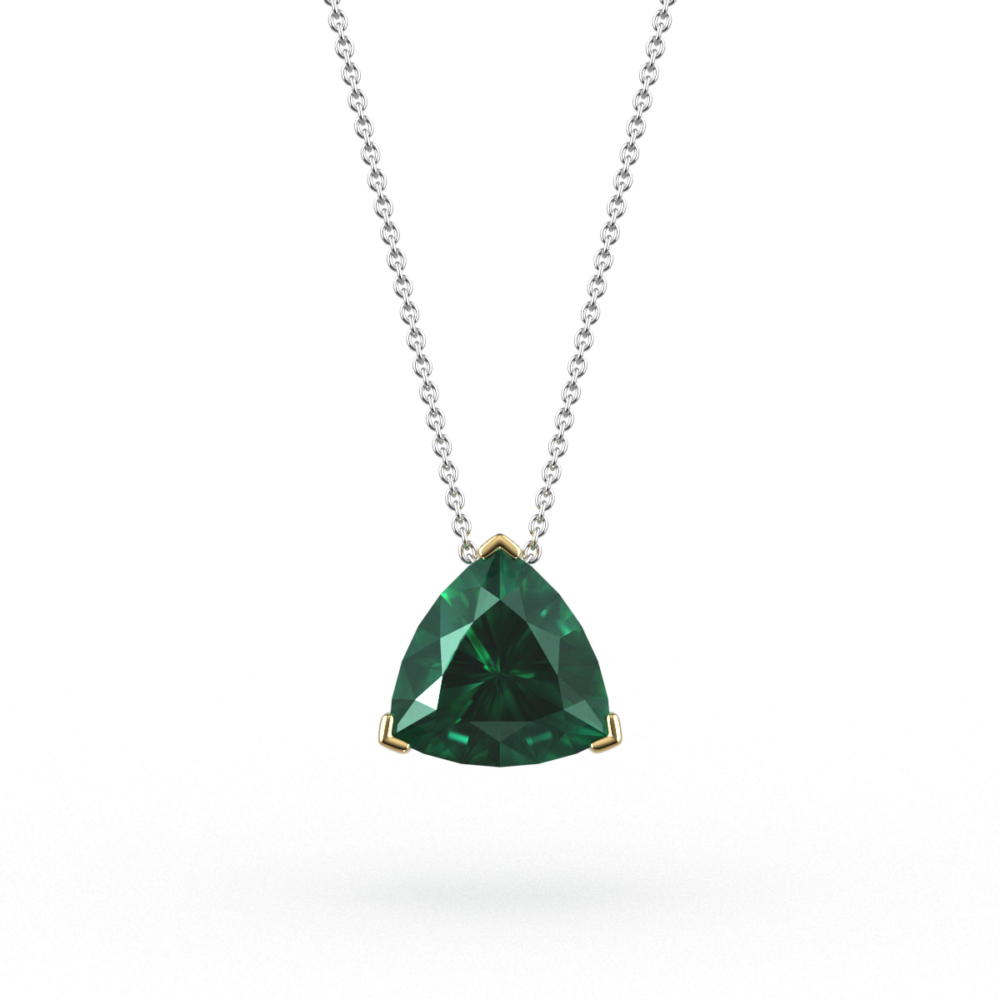 Trilliant Cut Emerald Floating Pendant