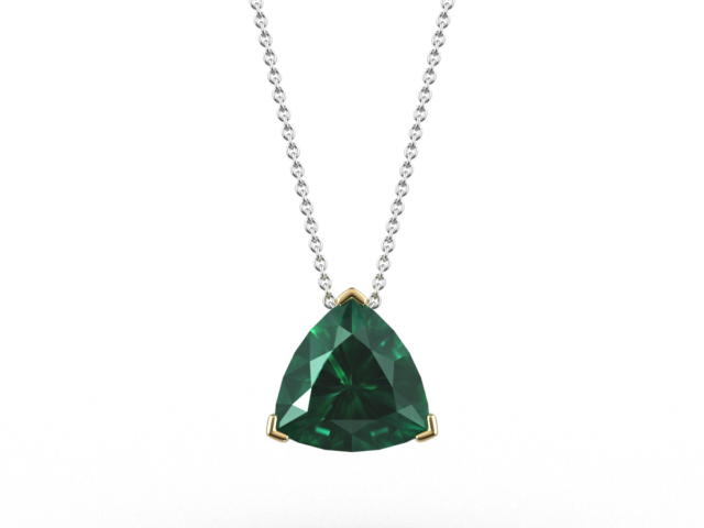Trilliant Cut Emerald Floating Pendant