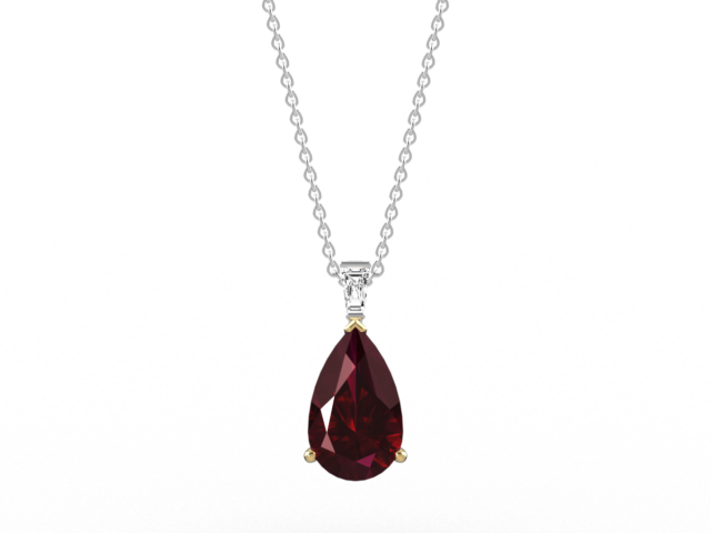 Pear Cut Ruby & Diamond Pendant