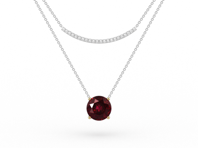 Round Cut Ruby & Diamond Pavé Necklace