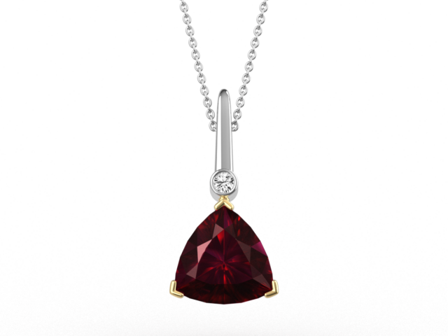 Trilliant Cut Ruby & Diamond Pendant