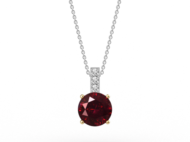 Round Cut Ruby with Pavé Bale
