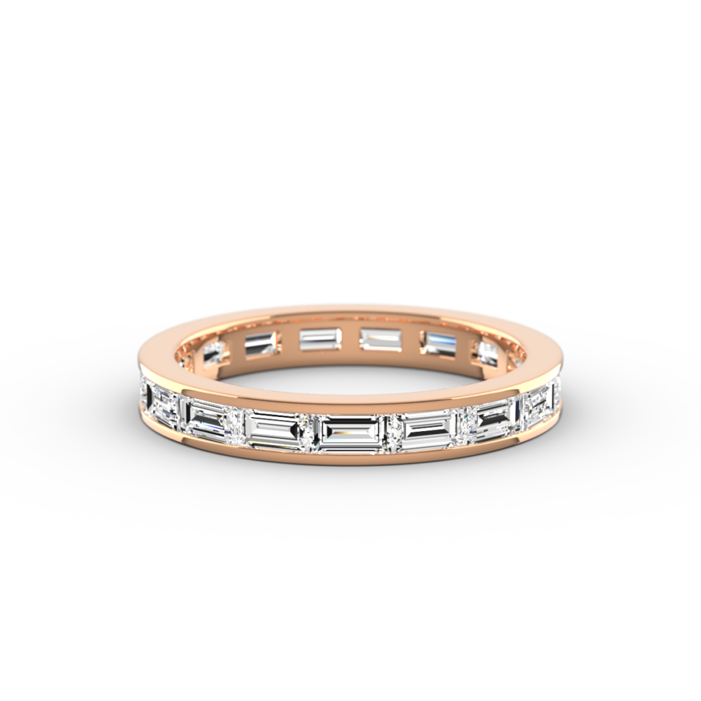 Channel Set Full Eternity Ring set in Rose Gold with Baguette Diamonds