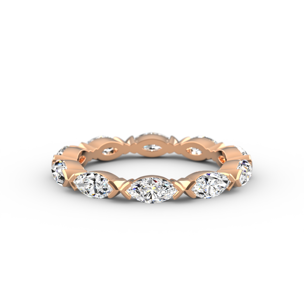 Marquise V-Claw Full Eternity Ring in Rose Gold