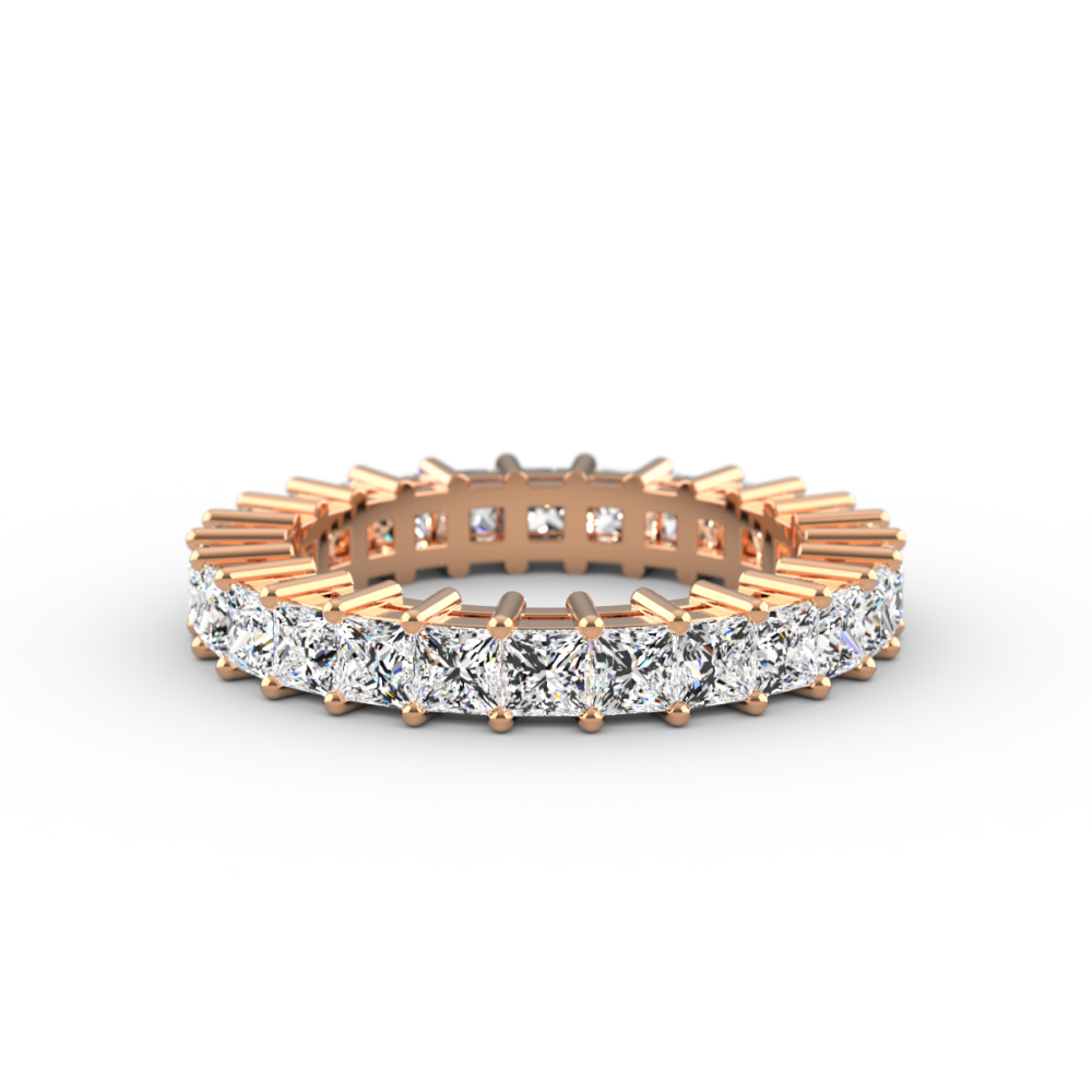 Shared Claw Full Eternity Ring with Princess Cut Diamonds