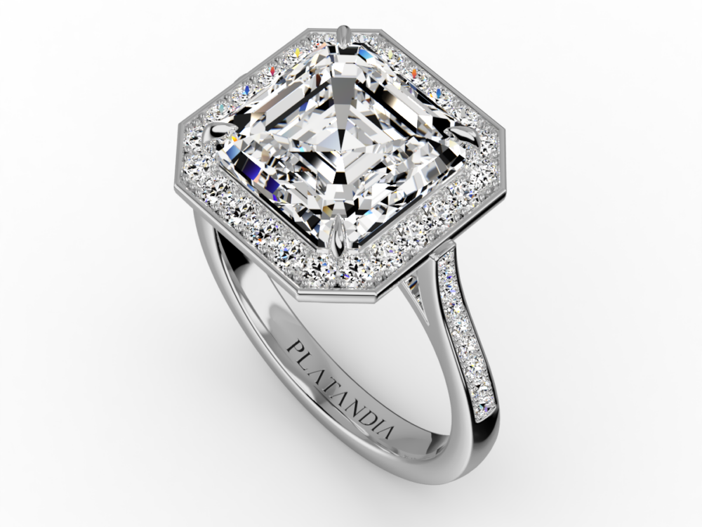 Square Octagon Cut Diamond Halo Ring