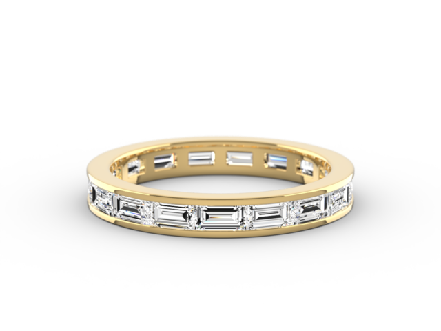 Channel Set Full Eternity Ring set in Yellow Gold with Baguette Diamonds
