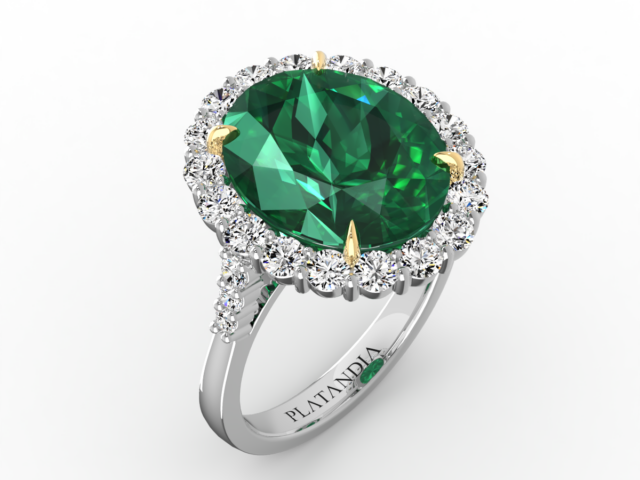 Oval Cut Emerald Halo Ring