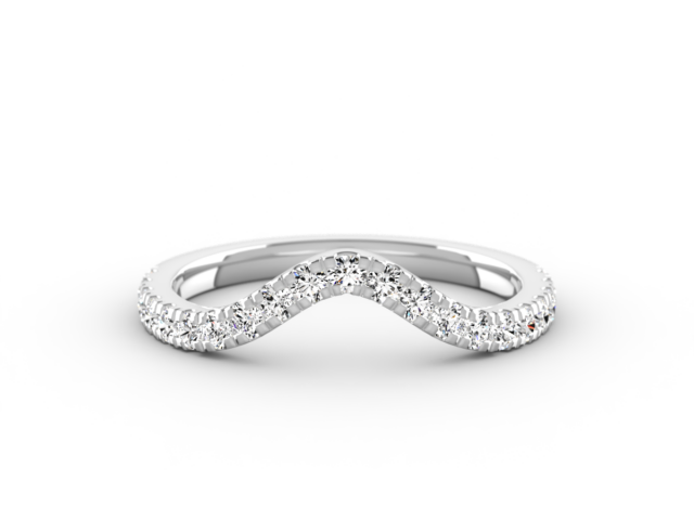 Curved Band Half Eternity Ring in Platinum with Micro Pavé