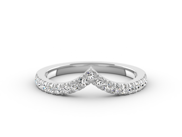 Classic V-Band Ladies Wedding Band in Platinum with Pavé