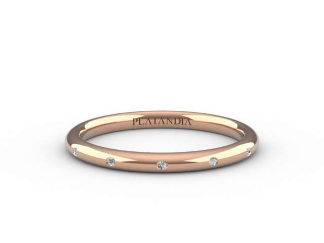 Swiss Set Ladies Wedding Band in Rose Gold with Diamond