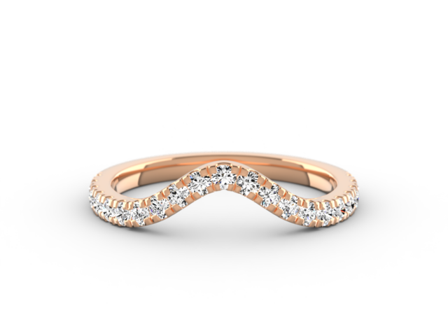 Curved Band Half Eternity Ring in Rose Gold with Micro Pavé