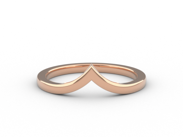 Classic Ladies V Shaped Wedding Band in Rose Gold