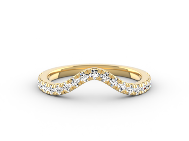 Curved Band Half Eternity Ring in Yellow Gold with Micro Pavé