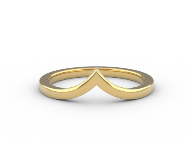 Classic Ladies V Shaped Wedding Band in Yellow Gold