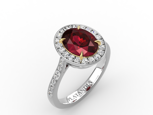 Oval Cut Ruby Halo Ring