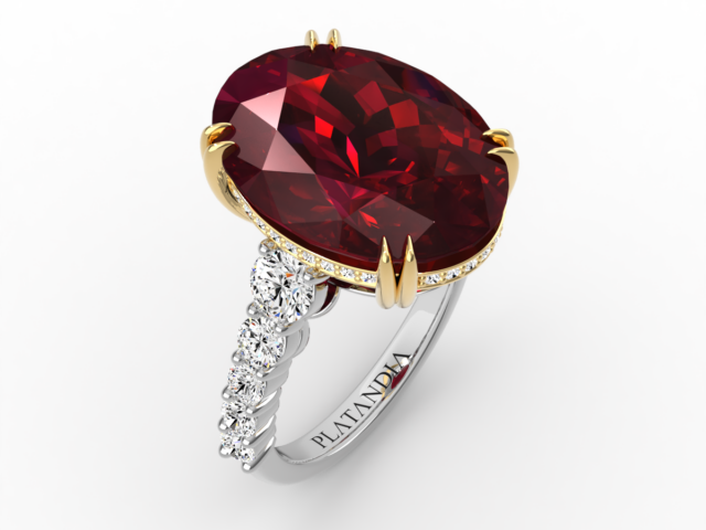 Oval Cut Ruby & Diamond Hidden Halo Ring