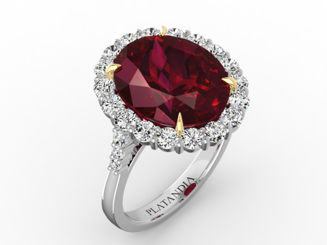 Oval Cut Ruby Halo Ring