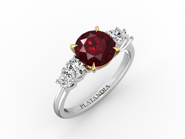 Round Cut Ruby & Diamond 5-Stone Ring