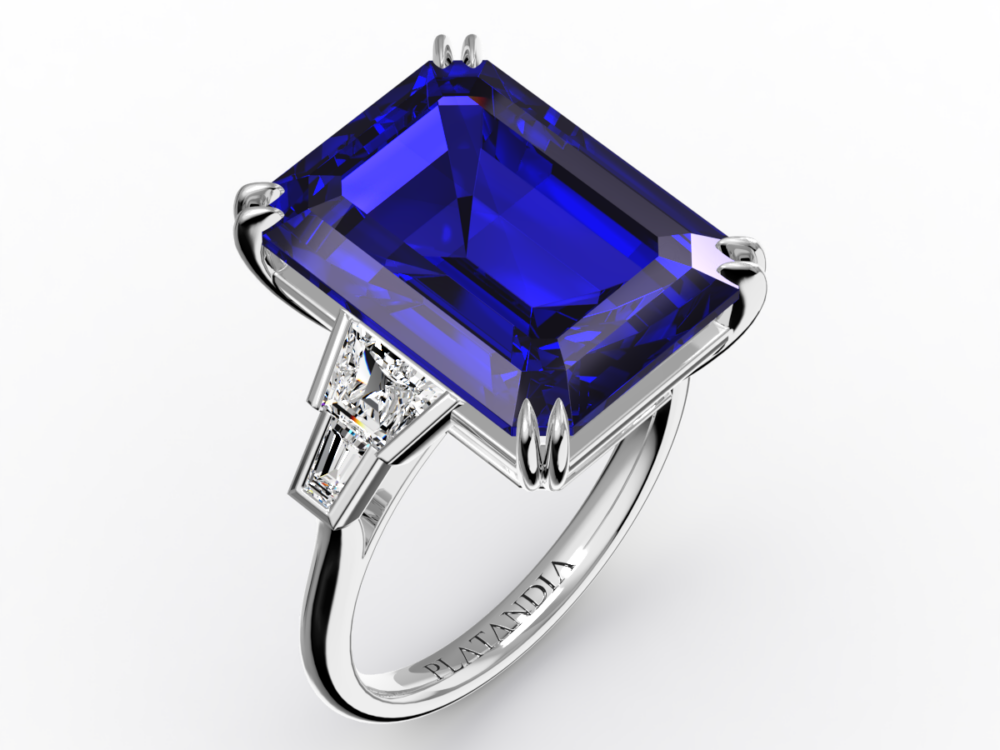 Emerald Cut Tanzanite Ring with Diamonds