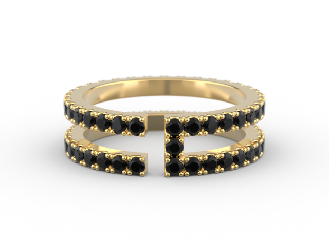 Yellow Gold – T – Host with Black Diamonds